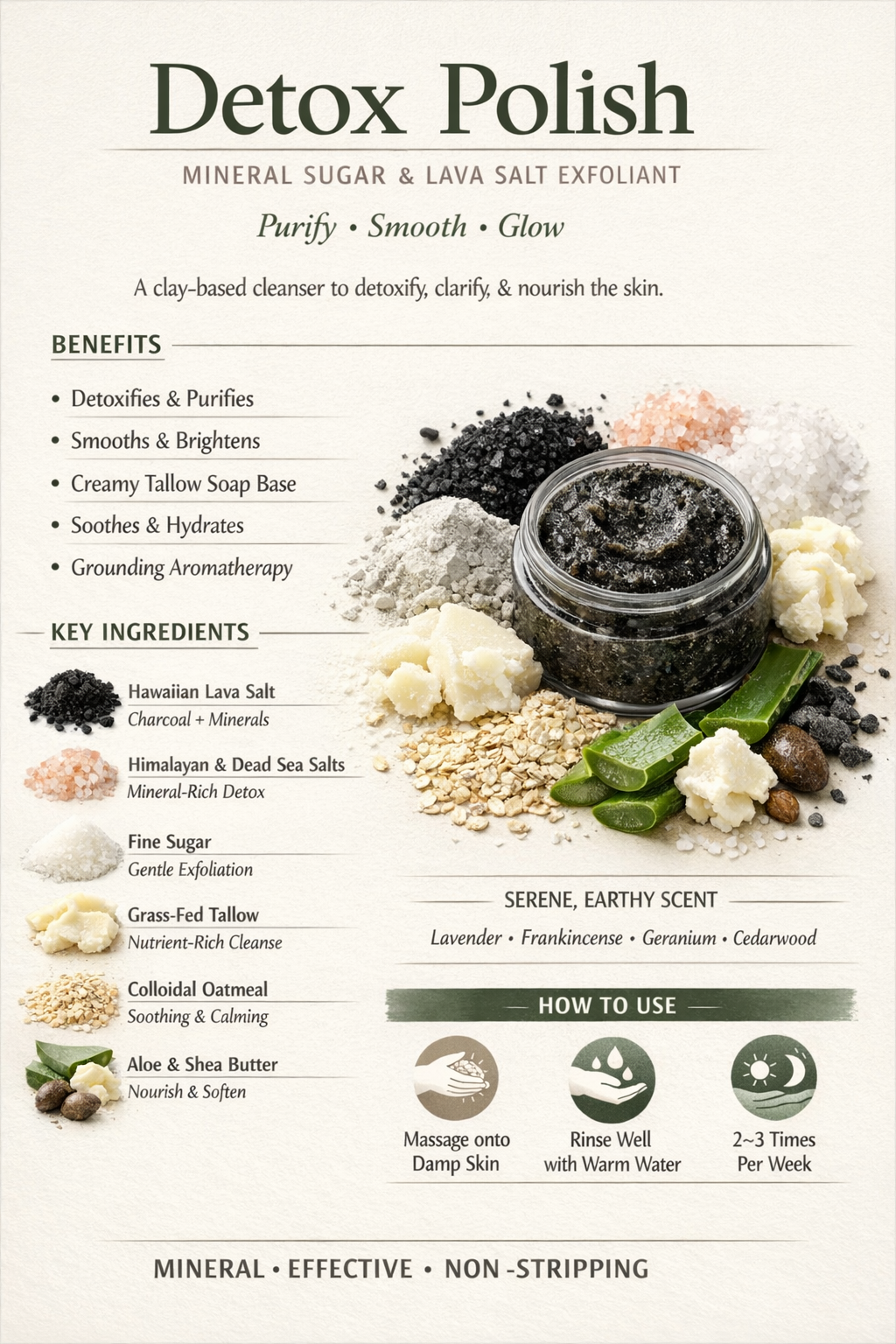 Esfoliante Detox — Zucchero Minerale & Sale di Lava