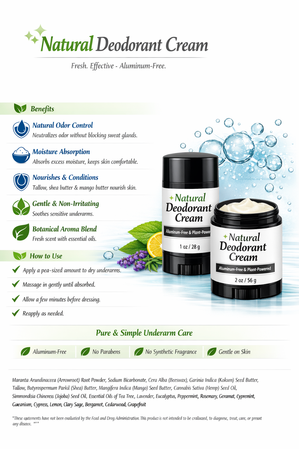 Confiance au naturel - Déodorant crème naturel — Déodorant au suif sans aluminium