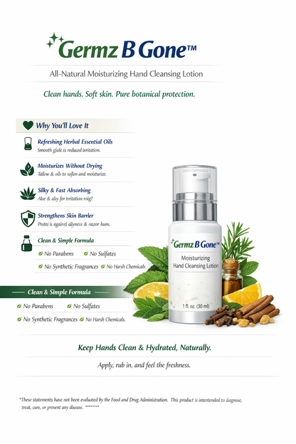 Germz Be Gone — Lozione detergente per mani idratante naturale