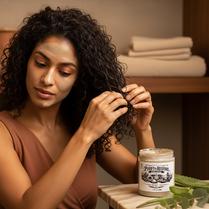 Purify & Restore hair mask lifestyle shot