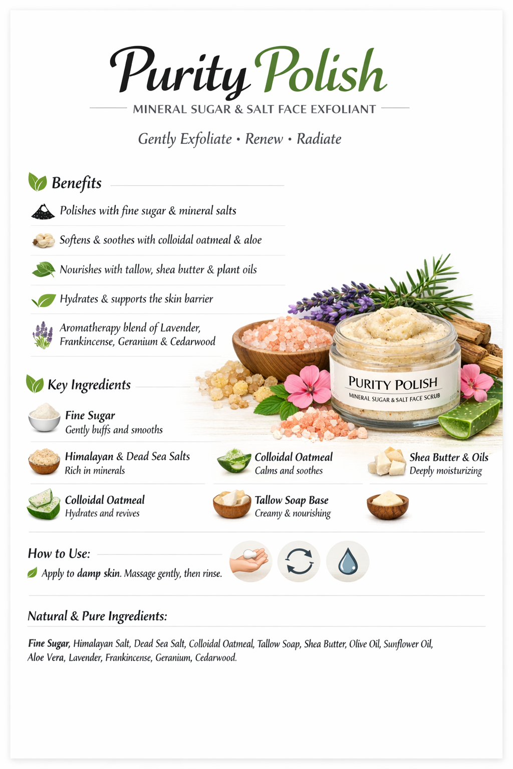 Purity Polish — Exfoliant visage minéral au sucre et au sel