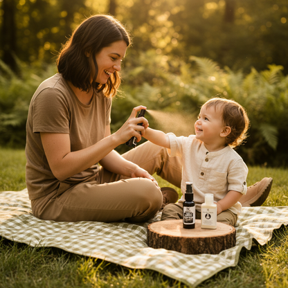 Family using Bug Defense & Relief Mini Kit