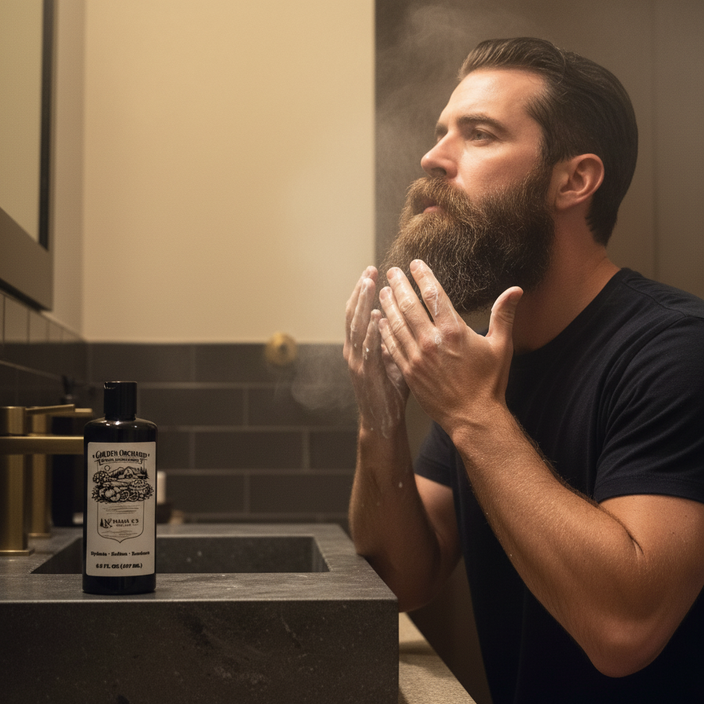 Golden Orchard Beard Conditioner model lifestyle
