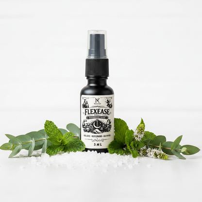 FlexEase hero shot - clean white botanical style