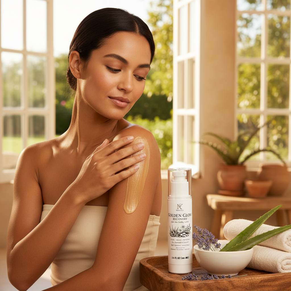Golden Glow Recovery lifestyle model shot