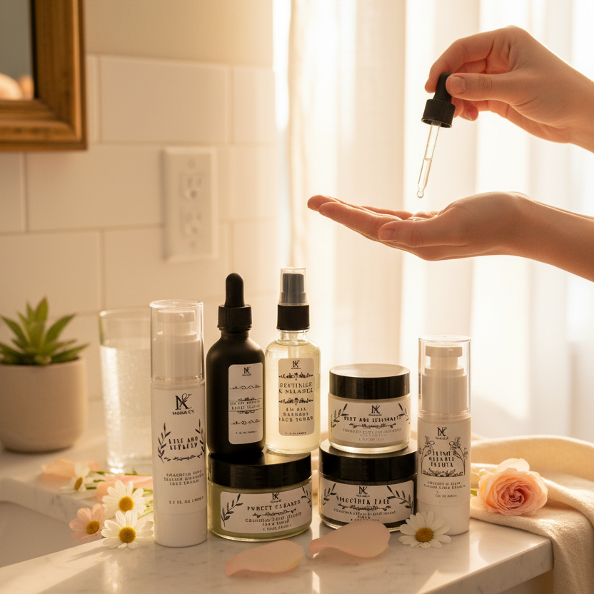 The Full Harmony Complete Natural Face Care Gift Set - Cozy Lifestyle Hero Shot