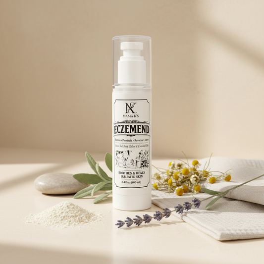 Eczemend Natural Eczema Relief Cream hero shot with natural ingredients