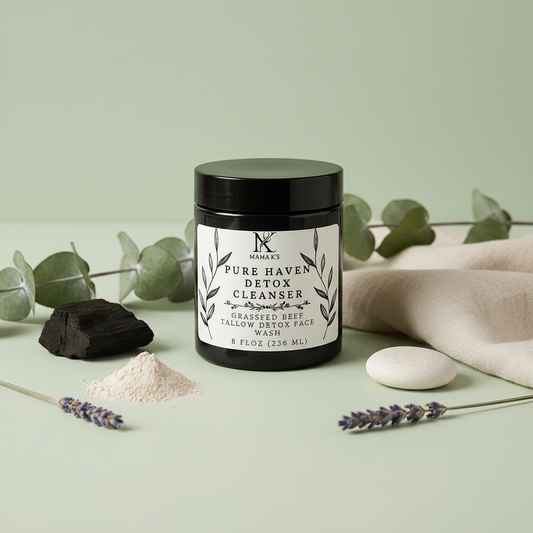 Pure Haven Detox Facial Cleanser hero shot with activated charcoal and eucalyptus