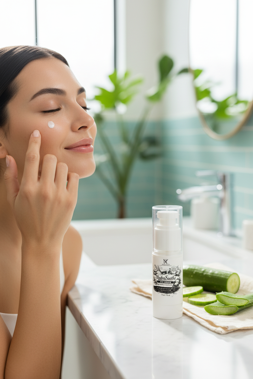 Model applying HydraSoothe Eye Cream