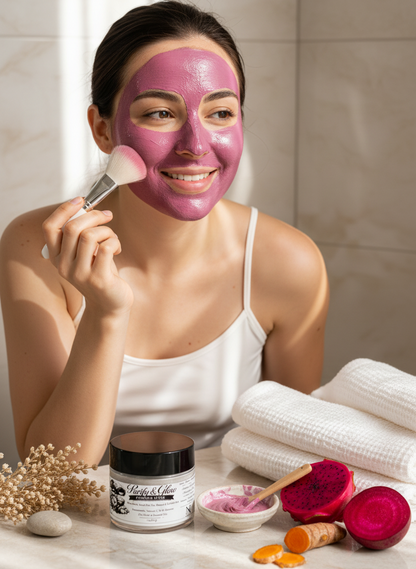 Model using Purify & Glow Powder Mask