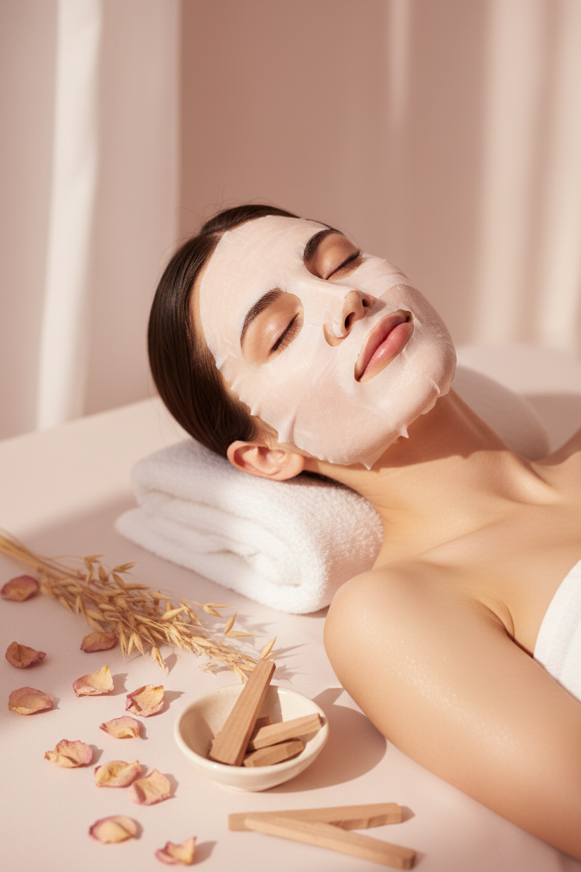 Model using Velvet Oat Restorative Veil